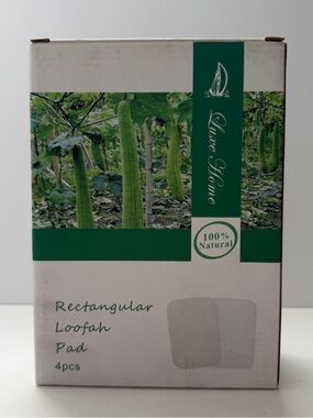 Luxe Home Rectangular Loofah Pad - Natural Green Accent